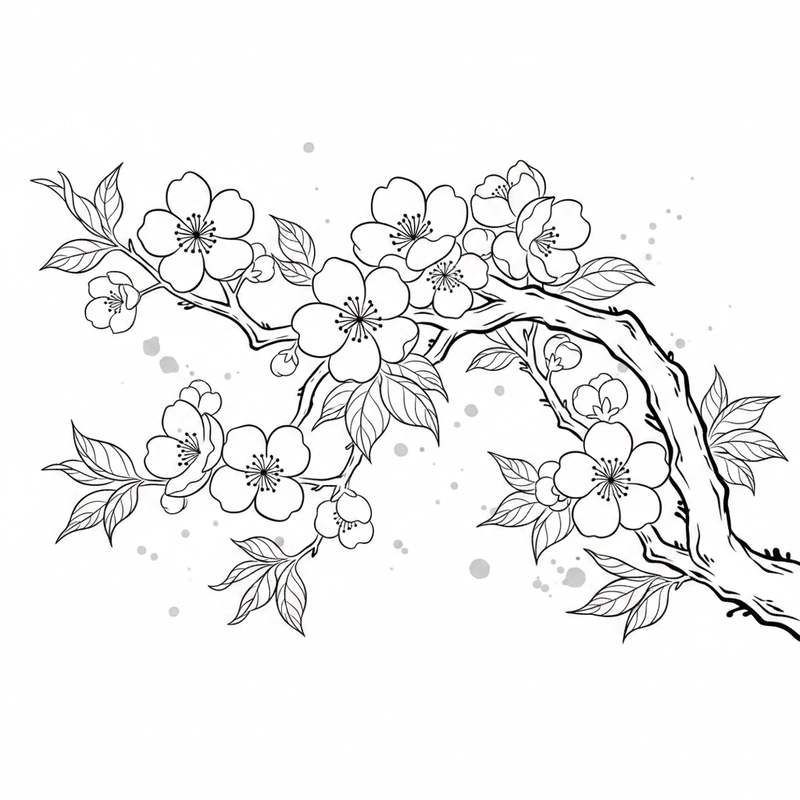 Hình tô màu hoa đào phù hợp học tập tại nhà
