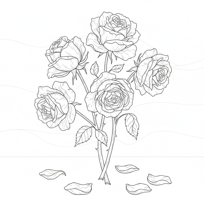 Hình tô màu hoa hồng dễ in