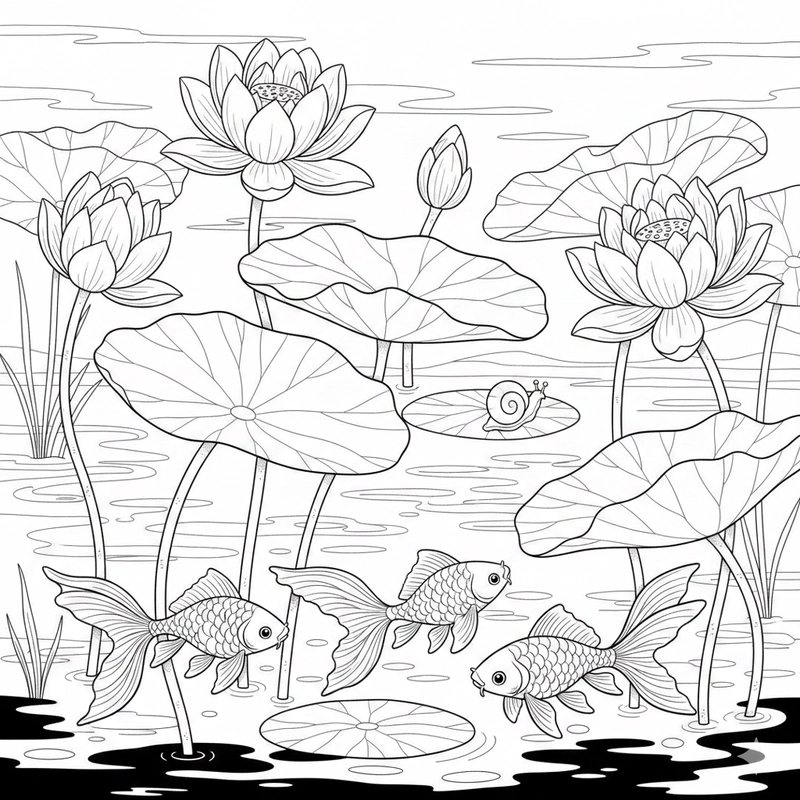 Hình tô màu hoa sen cho giờ học mỹ thuật