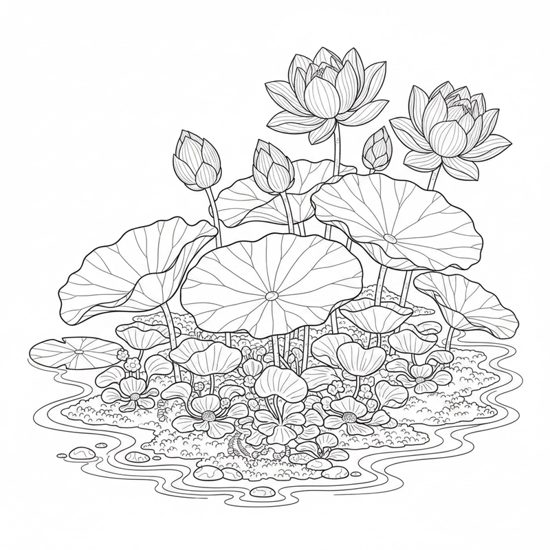 Hình tô màu hoa sen nhẹ nhàng, dễ tiếp cận