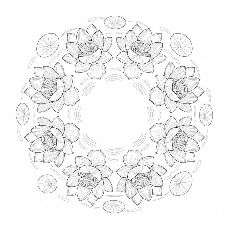 Hình tô màu hoa sen phù hợp nhiều độ tuổi