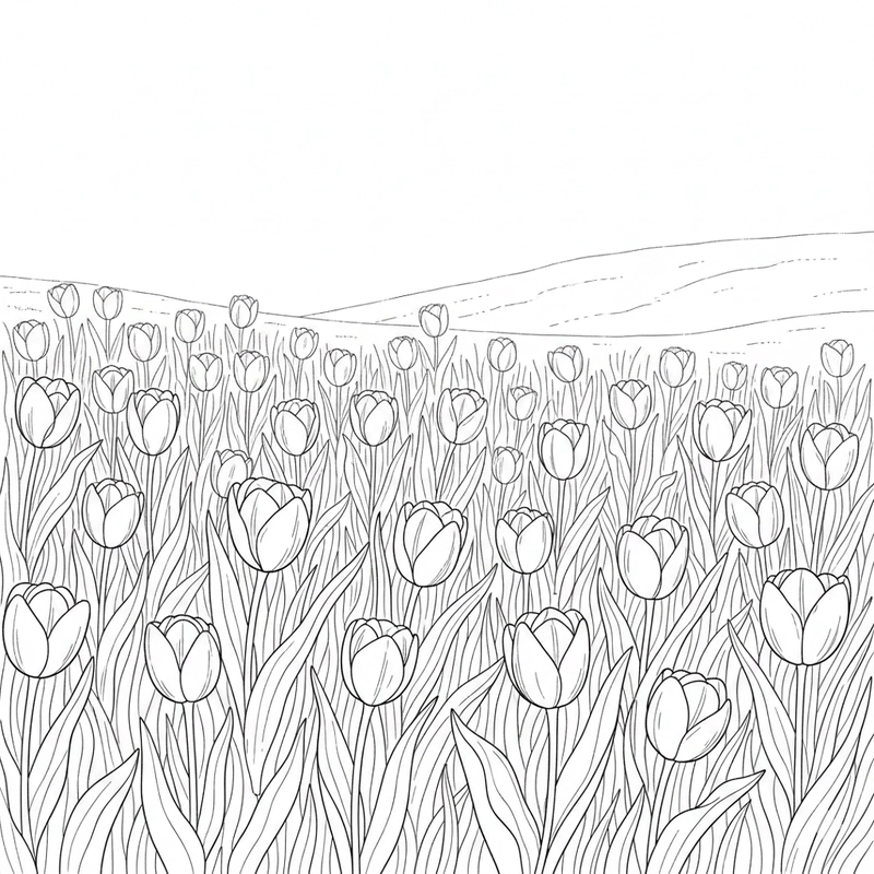 Hình tô màu hoa tulip đơn giản, dễ phối sắc