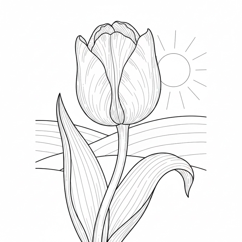 Hình tô màu hoa tulip phù hợp nhiều độ tuổi