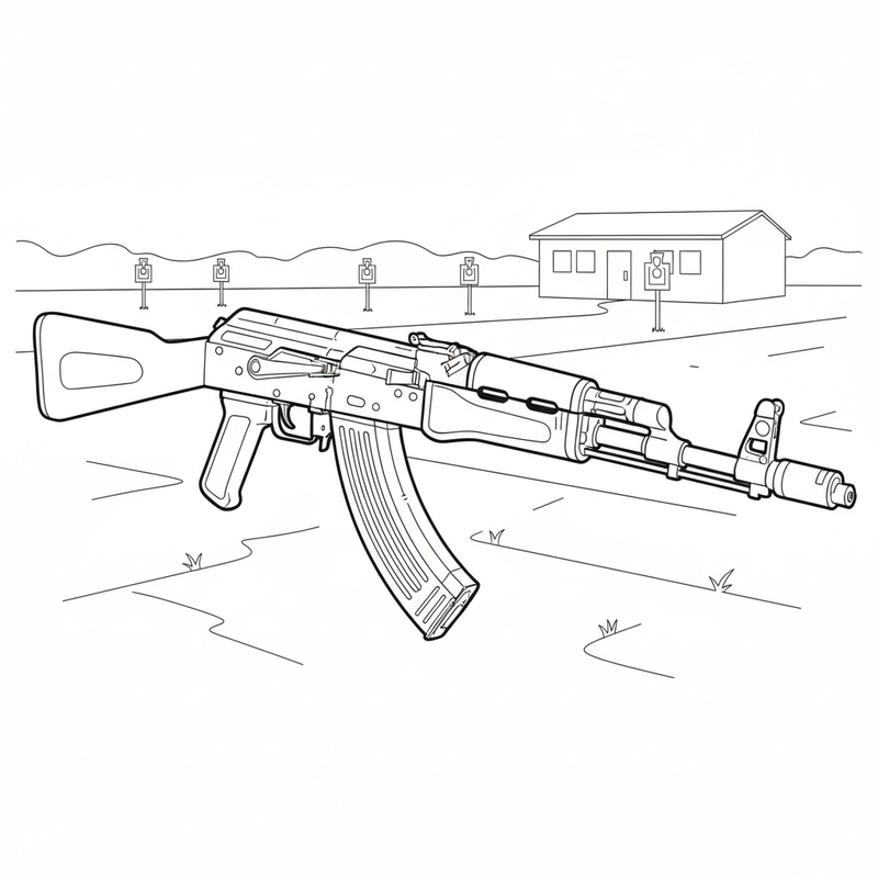 Hình tô màu khẩu súng AK 47