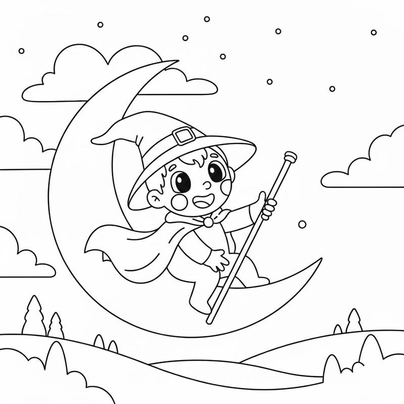 Hình tô màu mặt trăng cho trẻ yêu thích