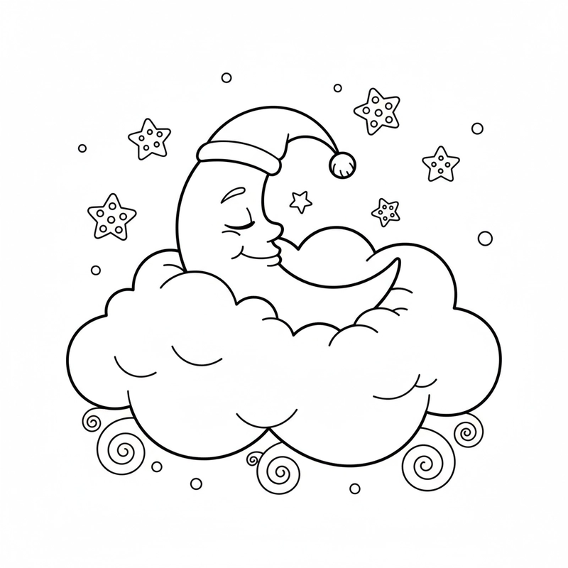 Hình tô màu mặt trăng nét rõ