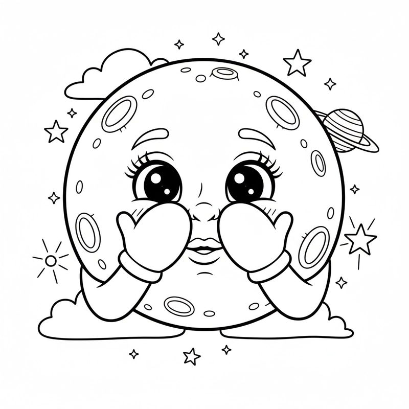 Hình tô màu mặt trăng phù hợp bé mầm non