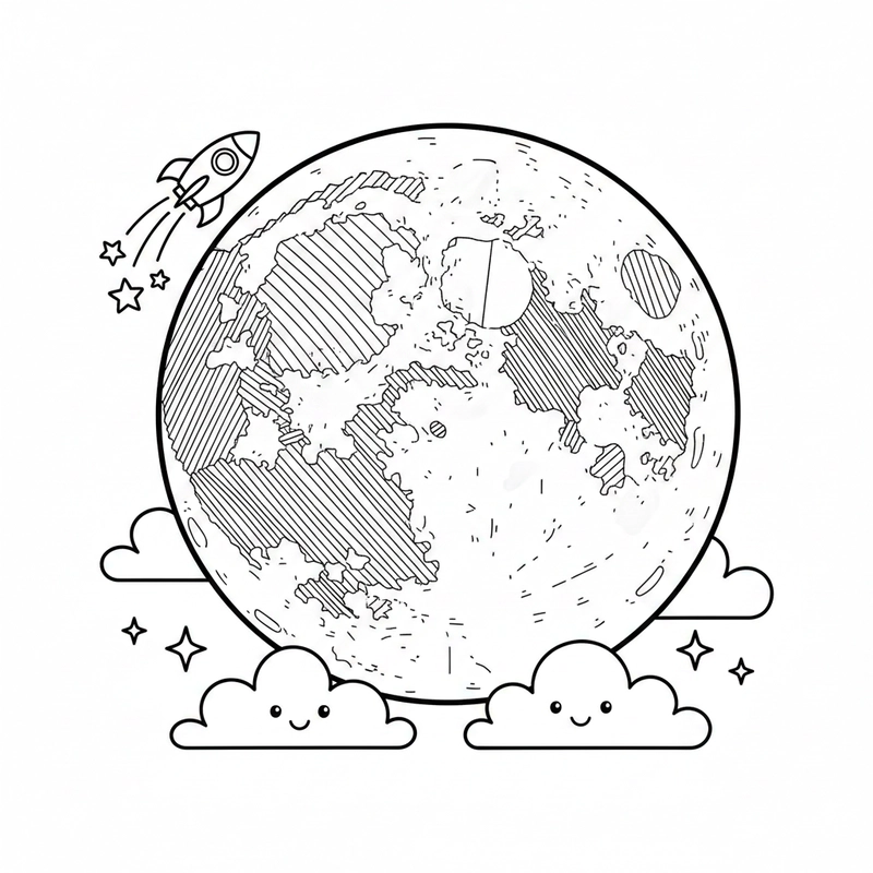 Hình tô màu mặt trăng tròn chất lượng cao