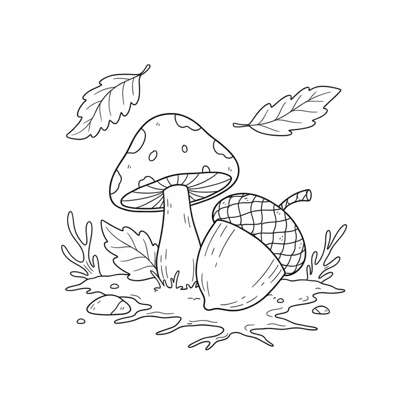 Hình tô màu nấm đơn giản cho bé