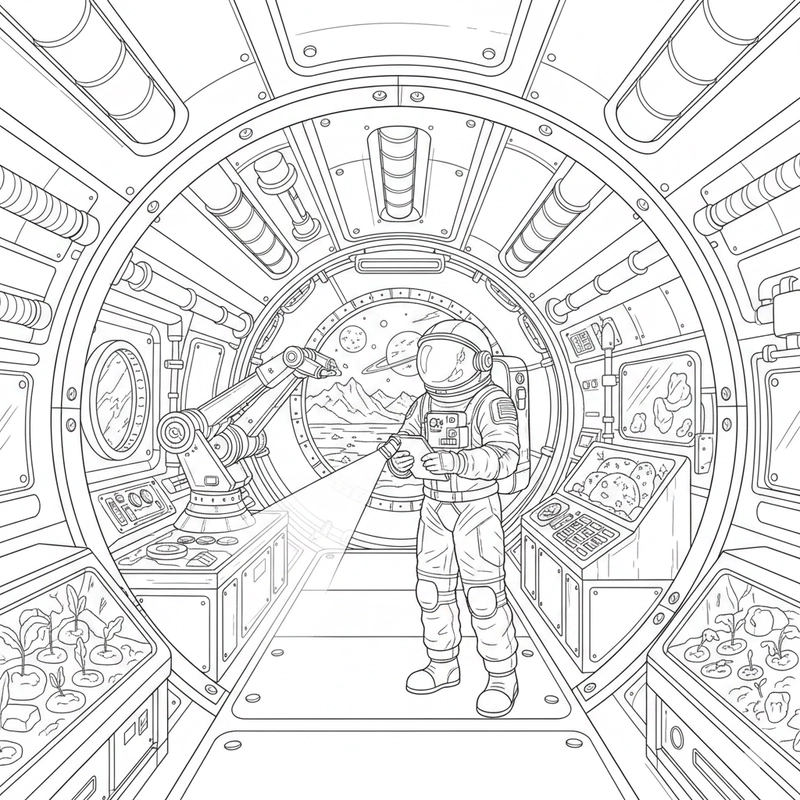 Hình tô màu phi hành gia cho bé thỏa sức sáng tạo