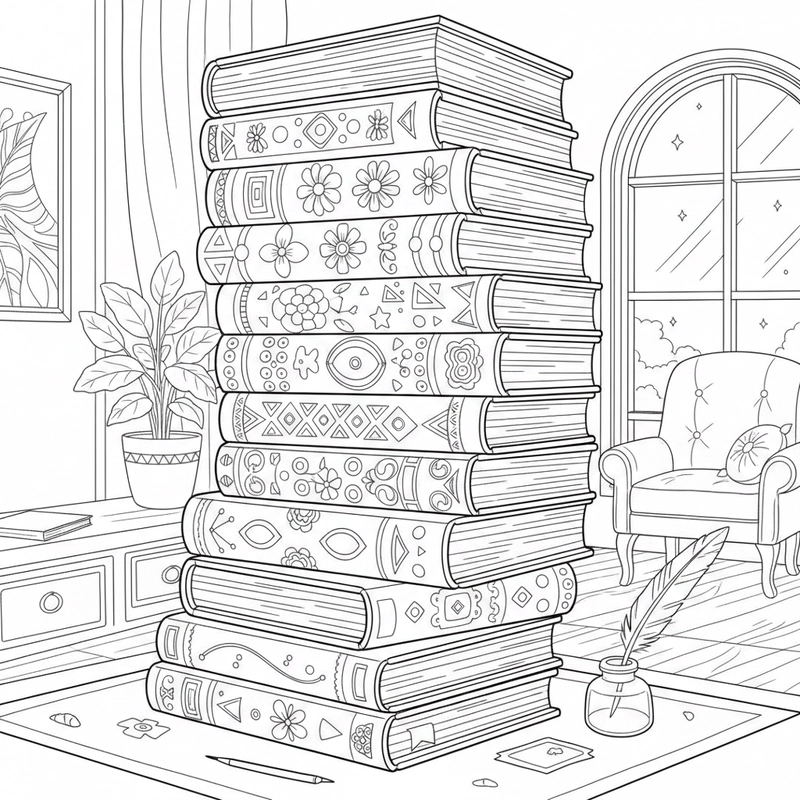 Hình tô màu quyển sách sáng tạo