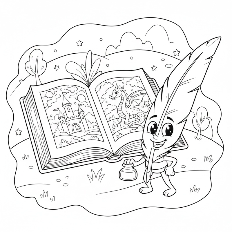 Hình tô màu quyển sách tải miễn phí