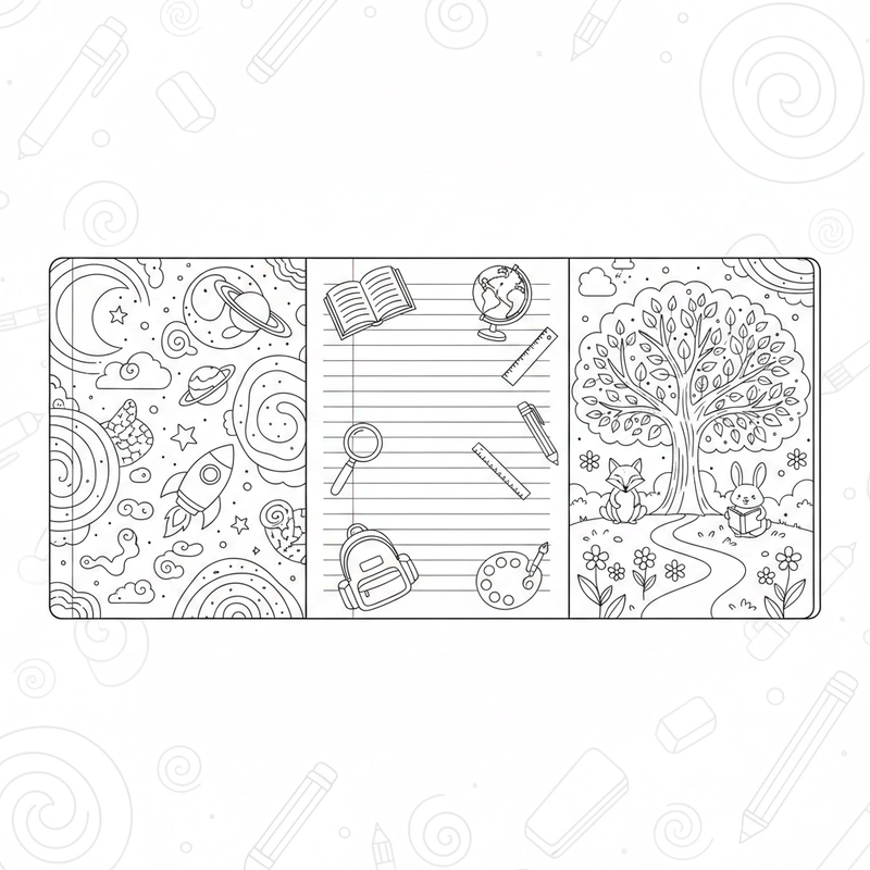 Hình tô màu quyển vở đa dạng mẫu