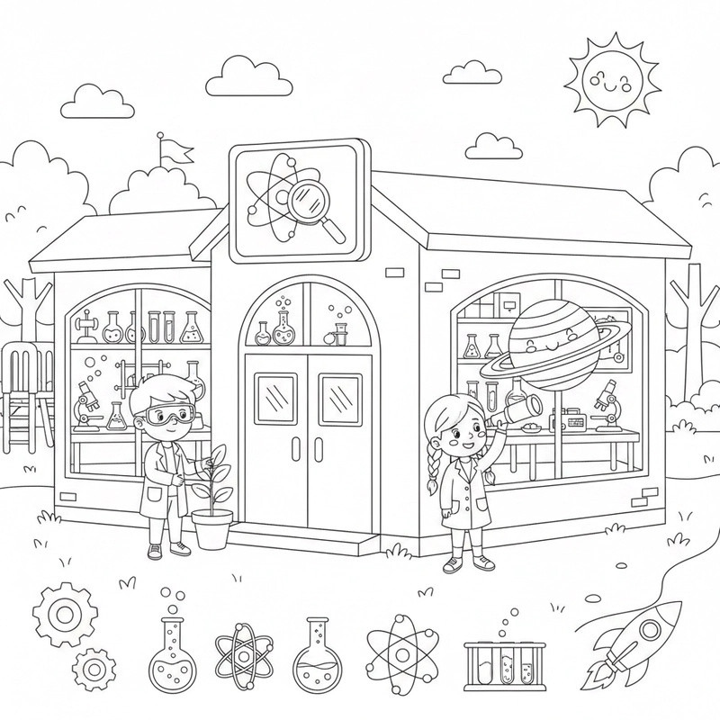 Hình tô màu trường tiểu học cho bé giải trí