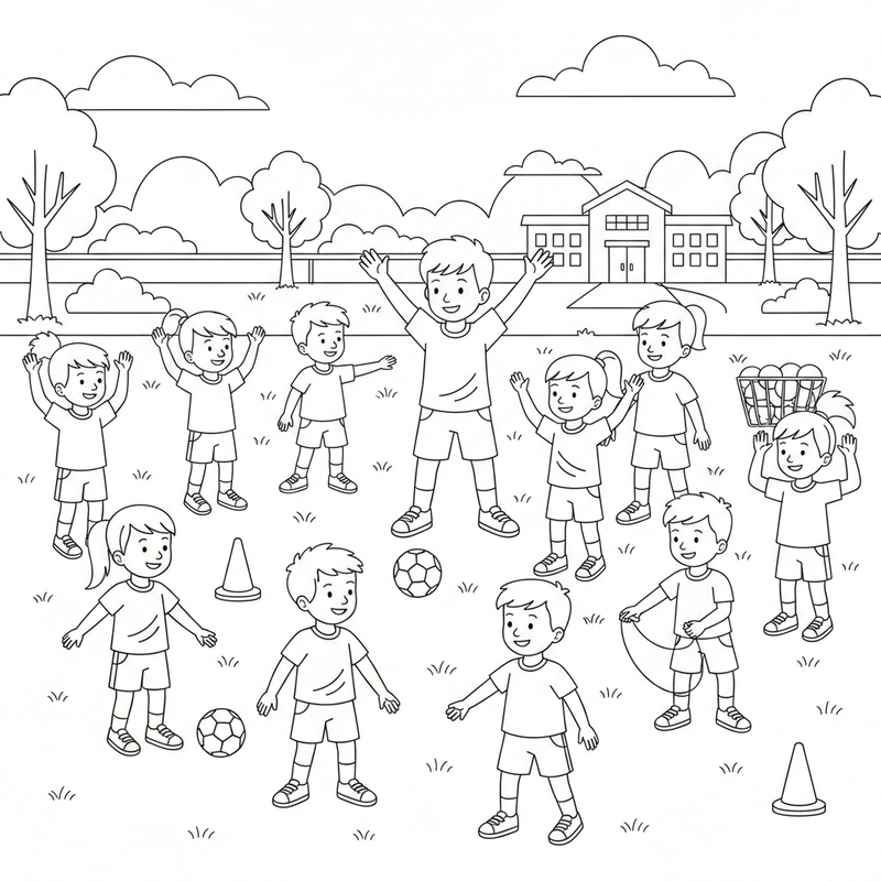 Hình tô màu trường tiểu học dành cho mầm non