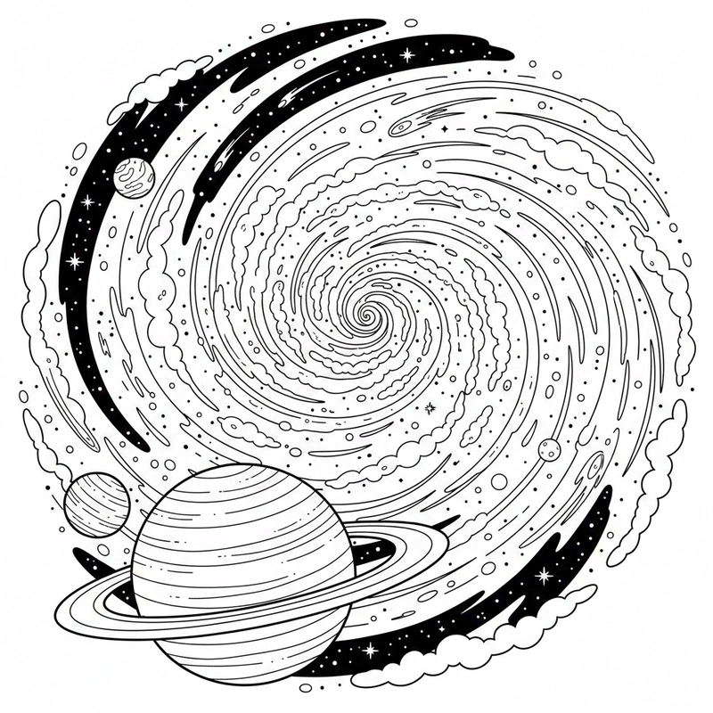 Hình tô màu vũ trụ có phi hành gia