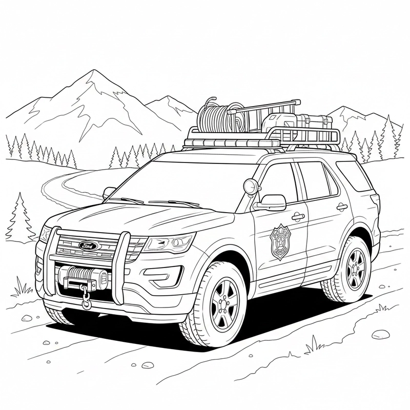 Hình tô màu xe cảnh sát hỗ trợ học tập