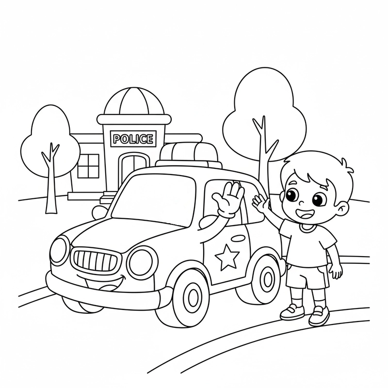 Hình tô màu xe cảnh sát rõ nét