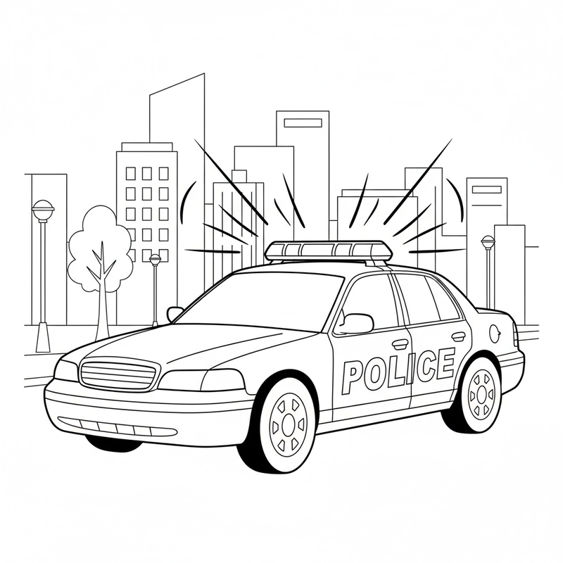 Hình tô màu xe cảnh sát sắc nét