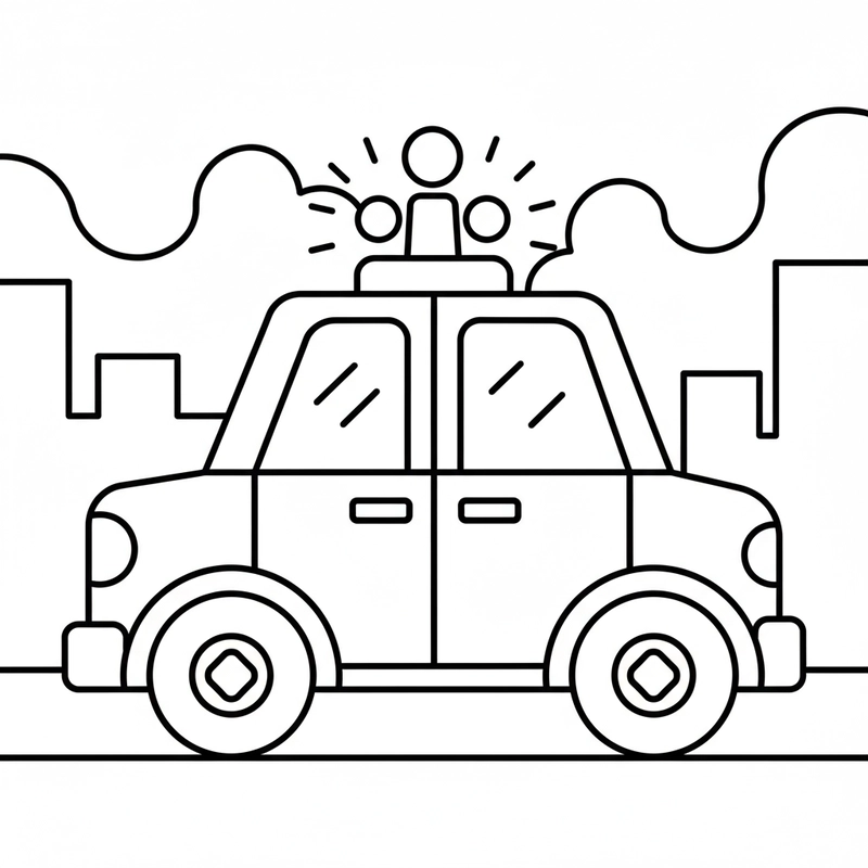 Hình tô màu xe ô tô cảnh sát dễ thao tác