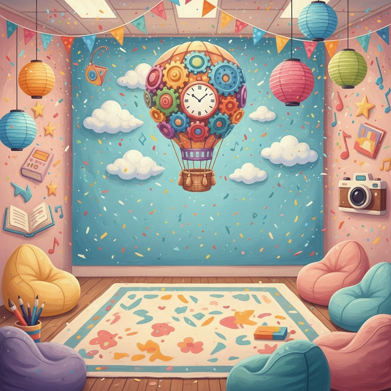 Hình tranh trang trí hội trường lớp 9 đơn giản nhất.