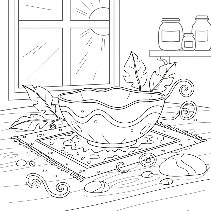 Hình vẽ cái bát cho bé luyện màu