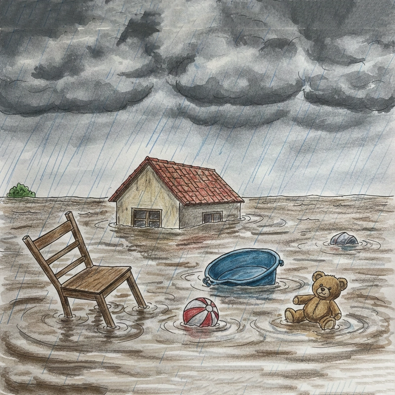 Hình vẽ đề tài lũ lụt học đường