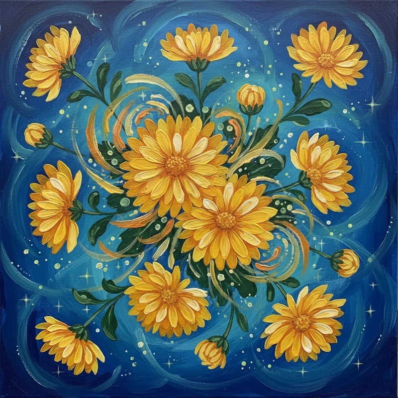 Hình vẽ hoa cúc vàng