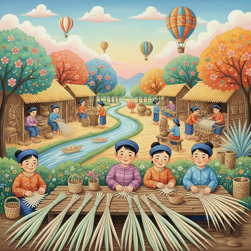 Hình vẽ lễ hội làng nghề truyền thống