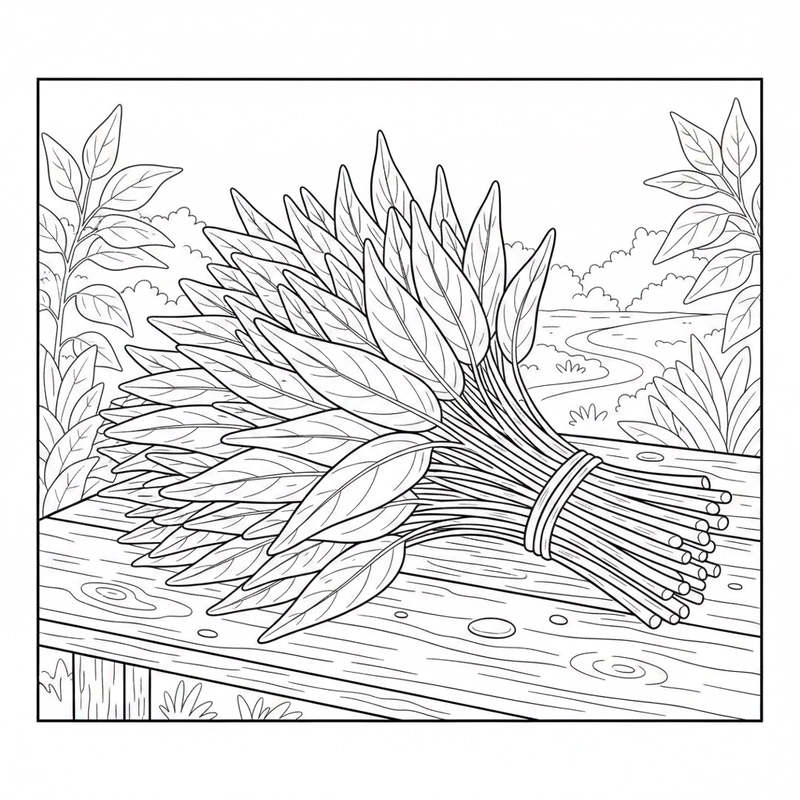 Hình vẽ rau muống cho bé tô màu