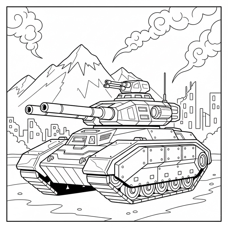Hình xe tăng tô màu cho bé tập tô