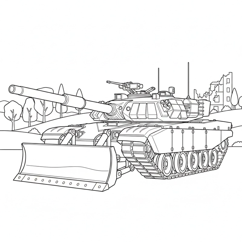 Hình xe tăng tô màu đường nét rõ