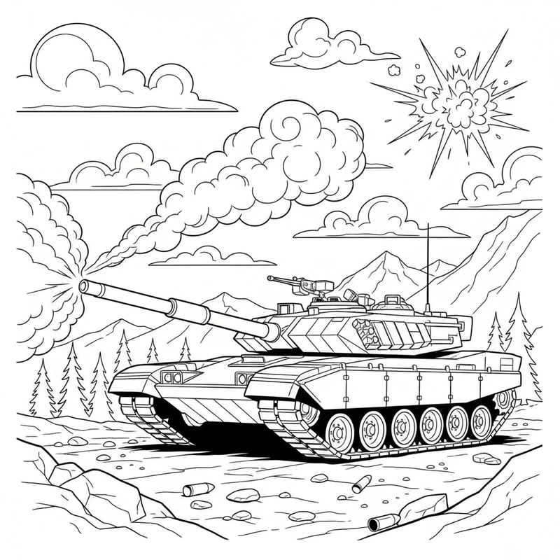 Hình xe tăng tô màu mạnh mẽ