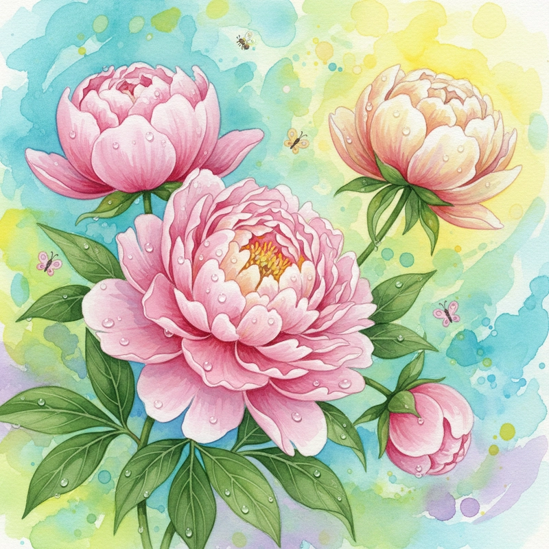 Hoa mẫu đơn trong tranh vẽ