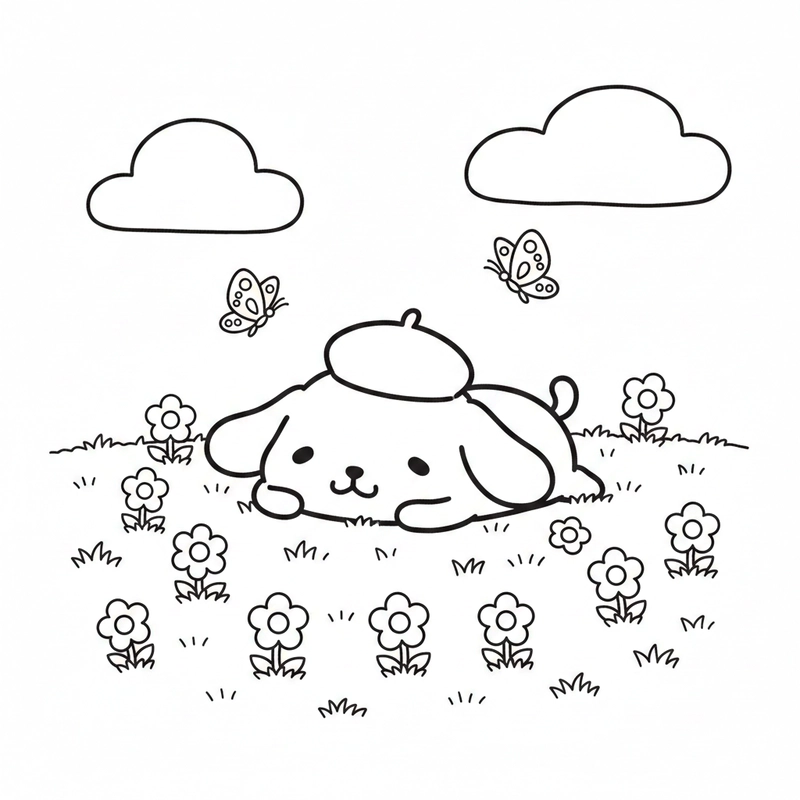 Mẫu Pompompurin tô màu đơn giản