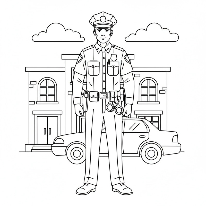 Mẫu cảnh sát dễ tô cho bé sáng tạo