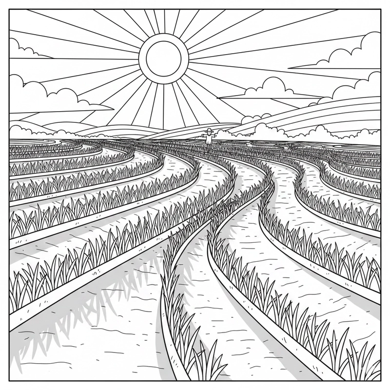 Mẫu cây lúa tô màu giúp bé sáng tạo màu sắc