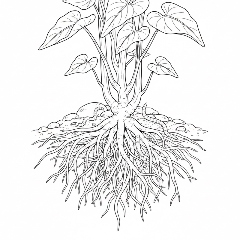 Mẫu cây rau muống dễ in cho trẻ