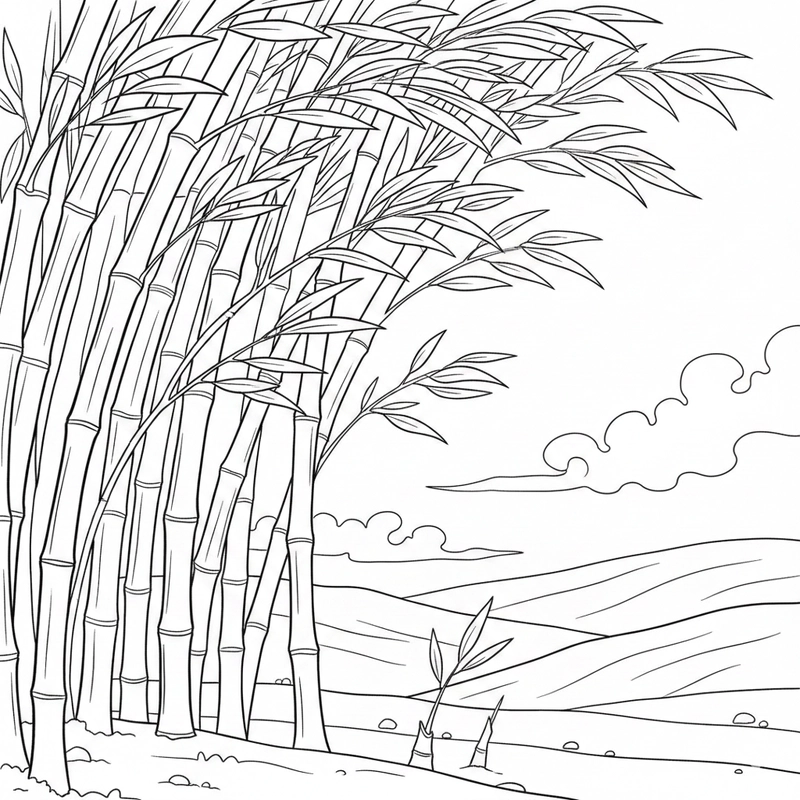 Mẫu cây tre thân thuộc cho hoạt động tô màu