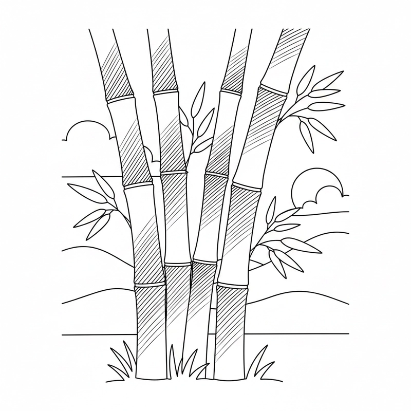 Mẫu cây tre trăm đốt dễ tô cho trẻ