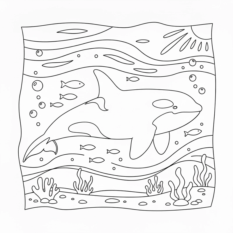 Mẫu hình con cá voi sát thủ cho bé tô màu