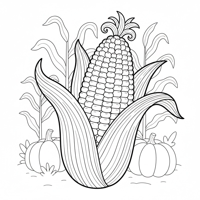 Mẫu hình tô màu bắp ngô phù hợp bé mầm non