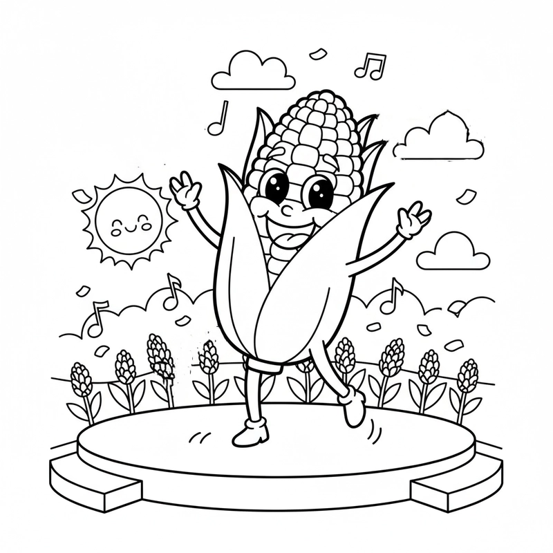 Mẫu tô màu bắp ngô đẹp để bé tô theo ý thích