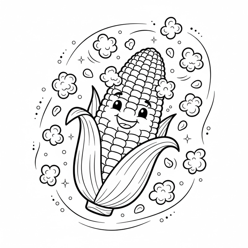 Mẫu tô màu bắp ngô đường nét rõ ràng cho trẻ