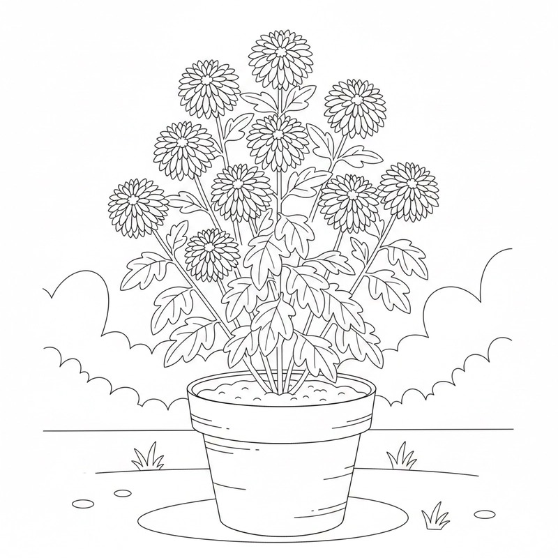Mẫu tô màu bông hoa cúc nhẹ nhàng