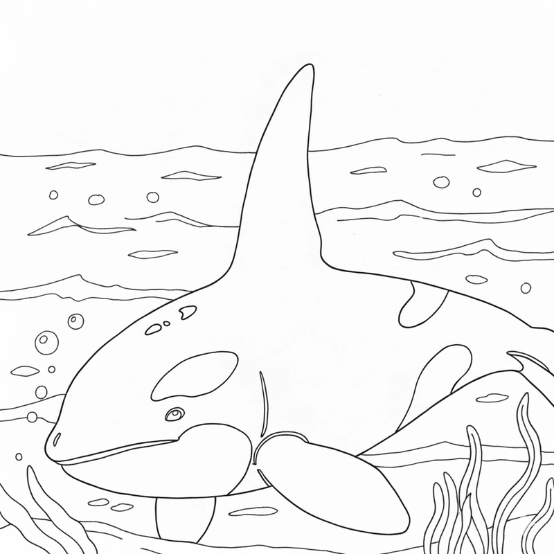 Mẫu tô màu cá voi sát thủ dễ in