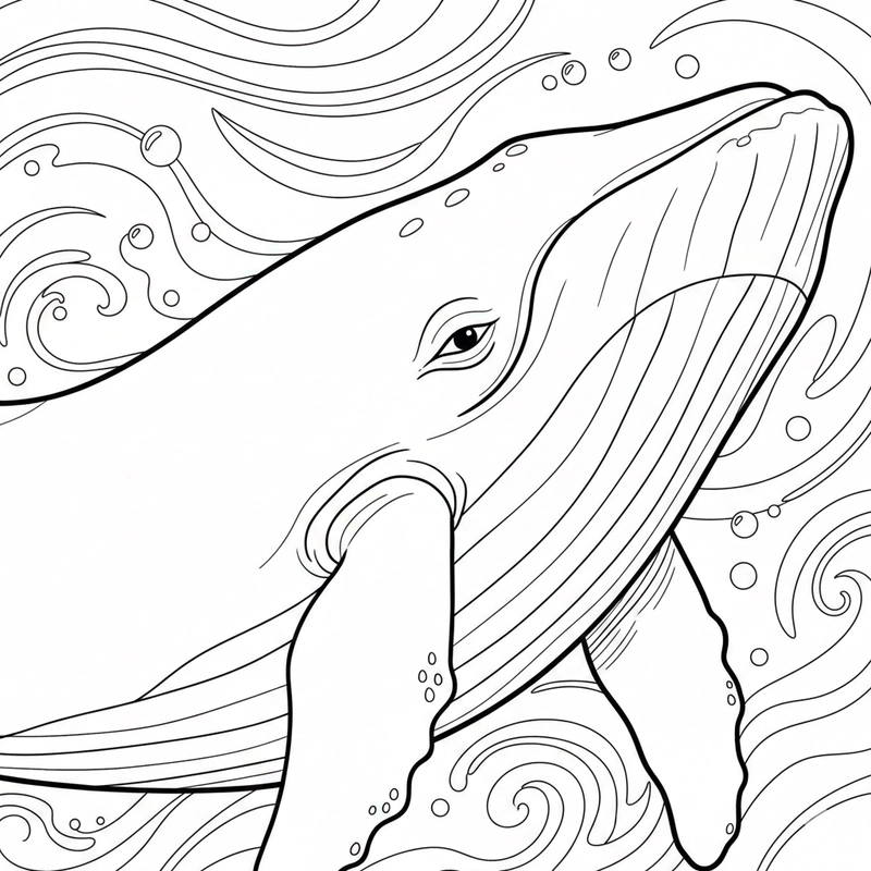Mẫu tô màu cá voi xanh cho trẻ mầm non