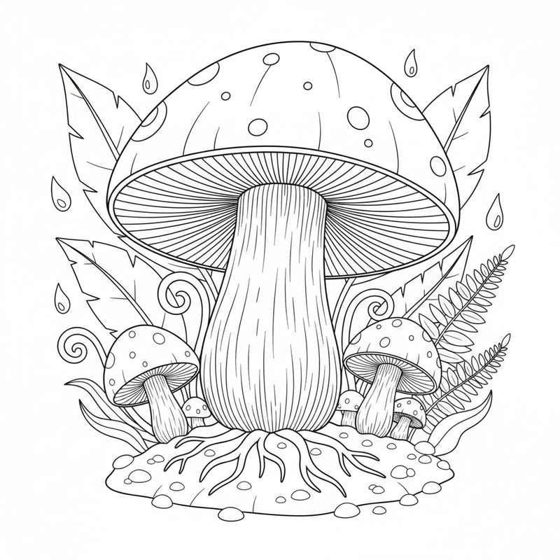 Mẫu tô màu cây nấm đẹp cho trẻ