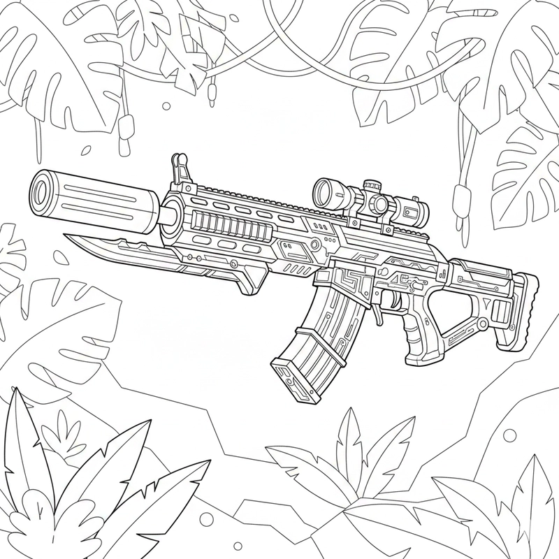 Mẫu tô màu cây súng Free Fire