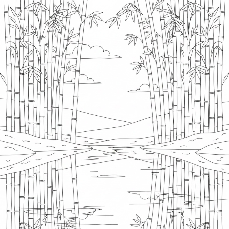 Mẫu tô màu cây tre kích thích sáng tạo